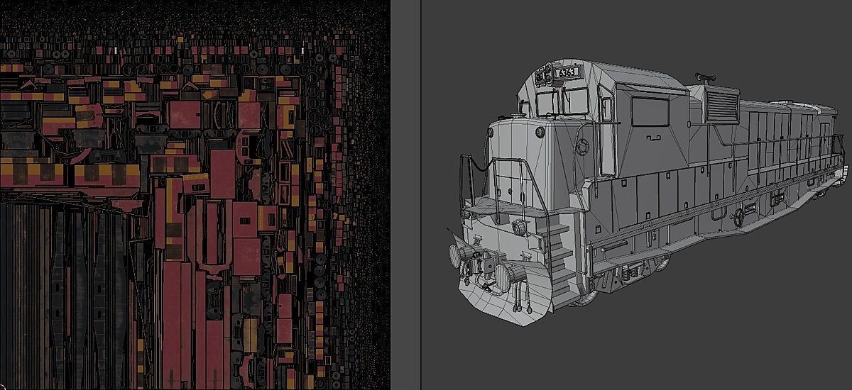 Cargo Train Low-poly 3D model_11