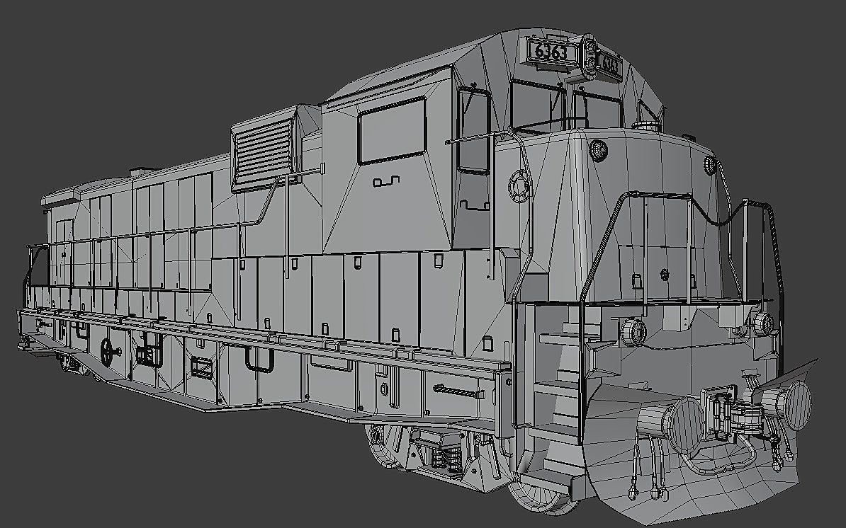 Cargo Train Low-poly 3D model_12