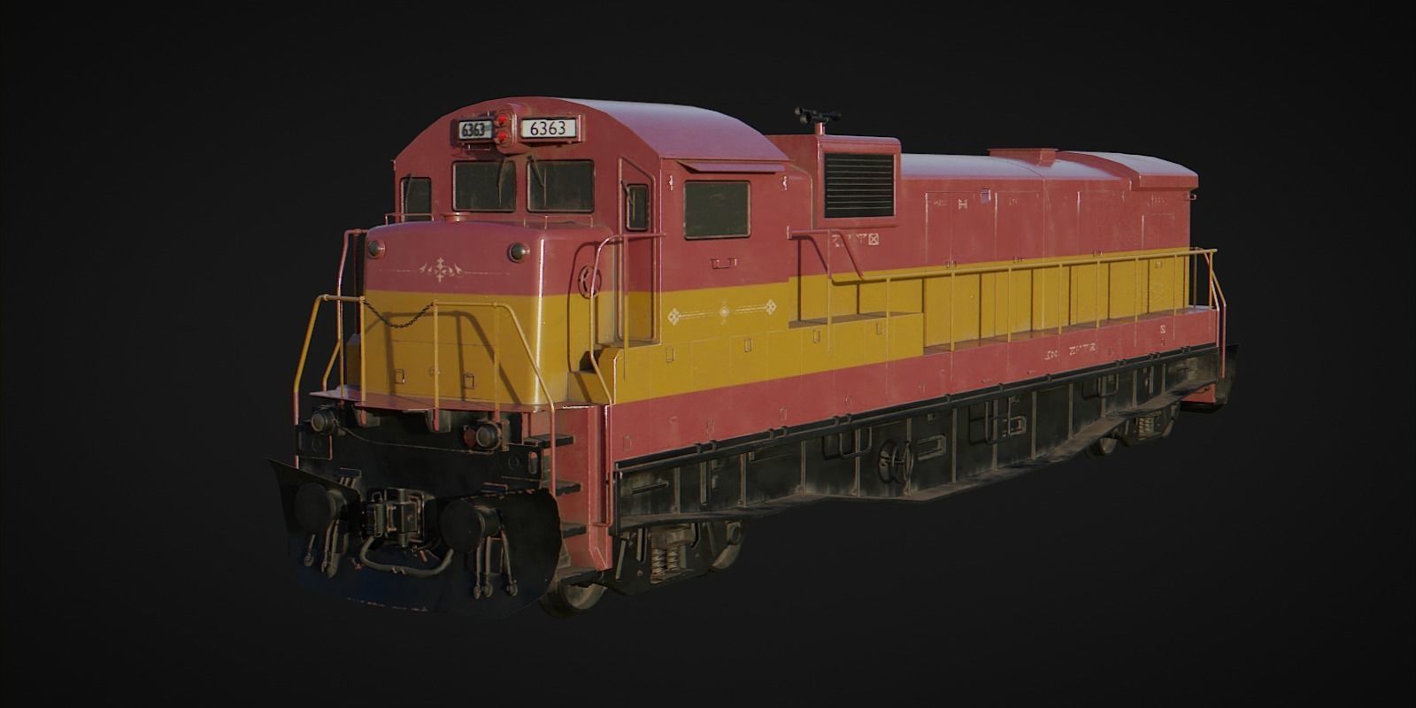 Cargo Train Low-poly 3D model_5