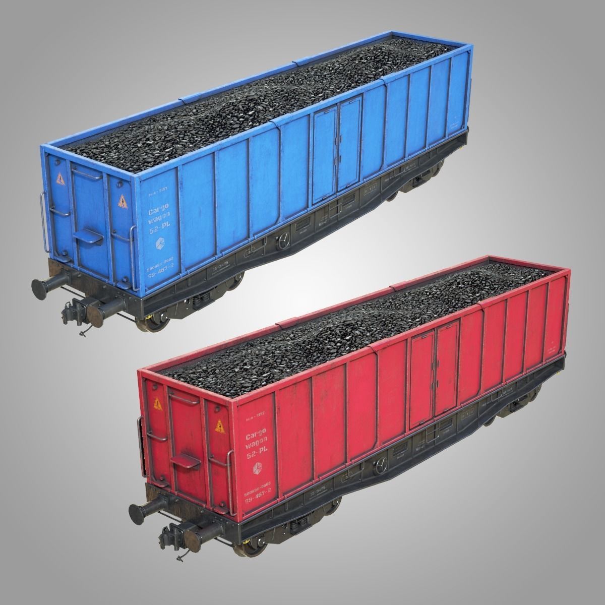 Cargo Train Low-poly 3D model_6