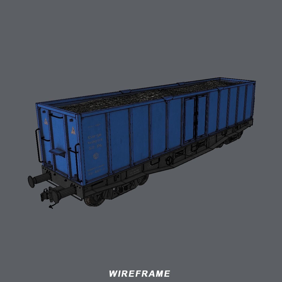 Cargo Train Low-poly 3D model_13