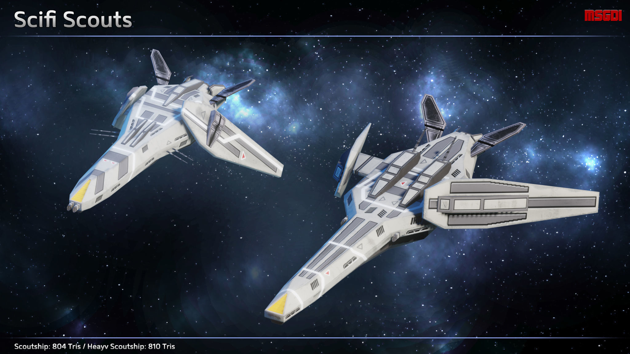 Spaceship Carriers Fighters II Low-poly 3D model_2