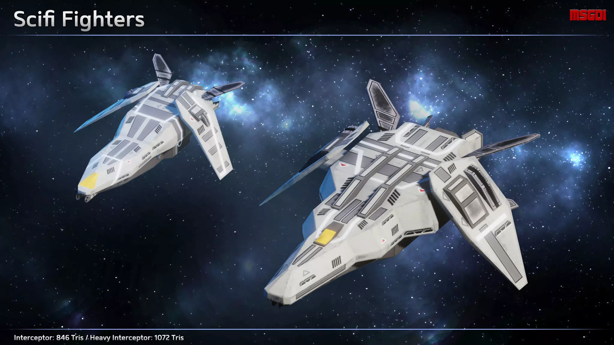 Spaceship Carriers Fighters II Low-poly 3D model_0