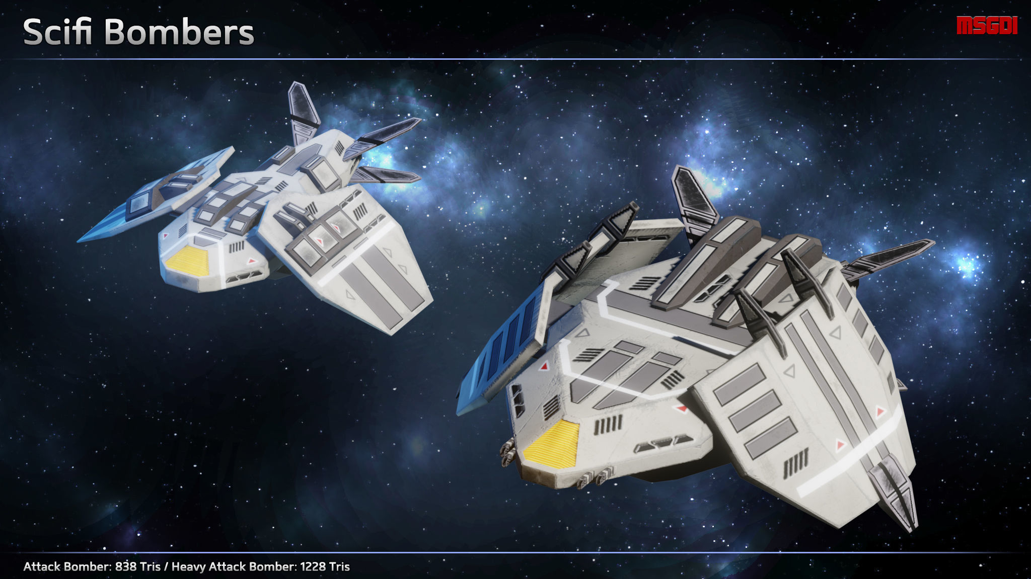 Spaceship Carriers Fighters II Low-poly 3D model_1
