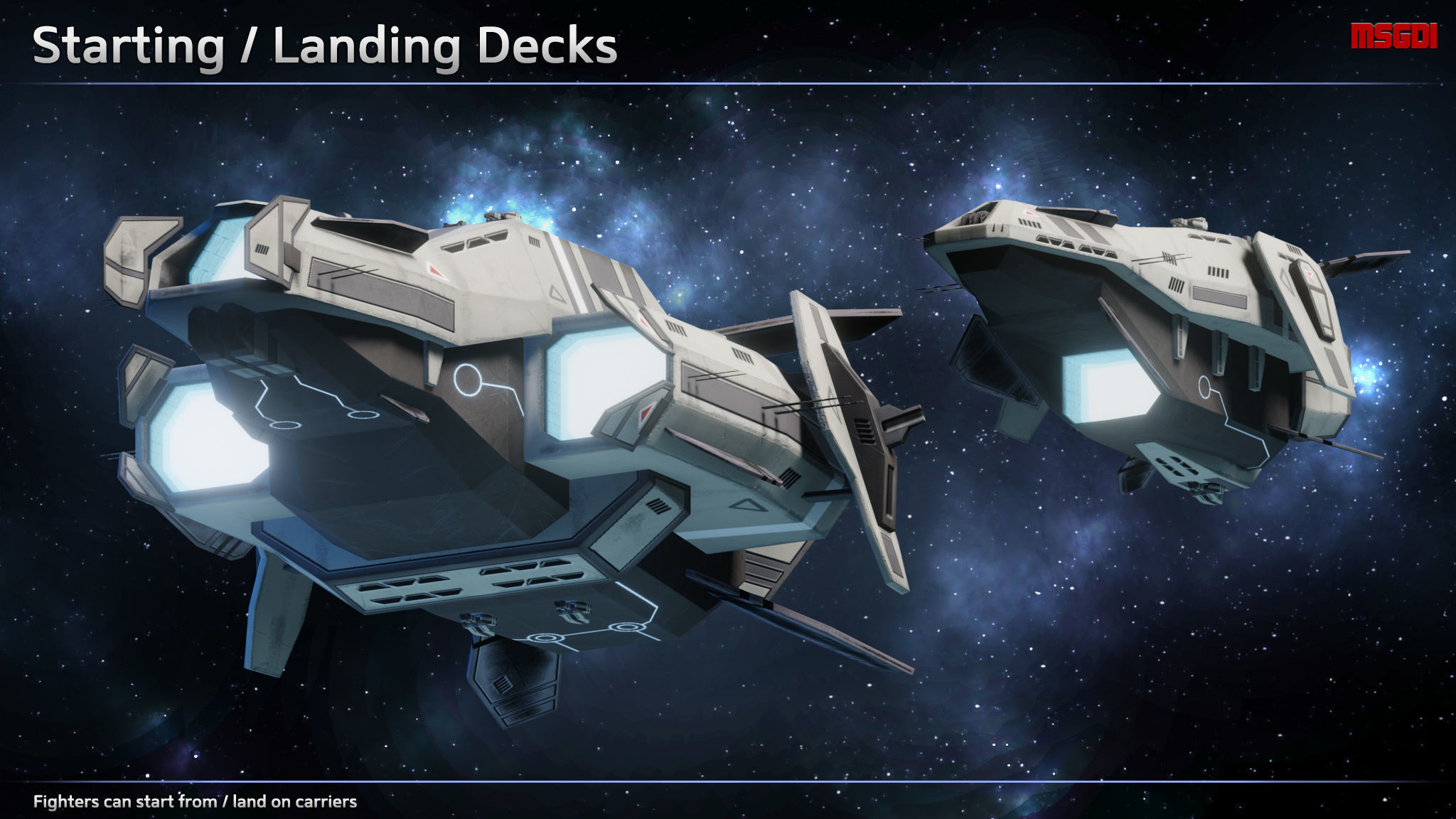 Spaceship Carriers Fighters II Low-poly 3D model_5