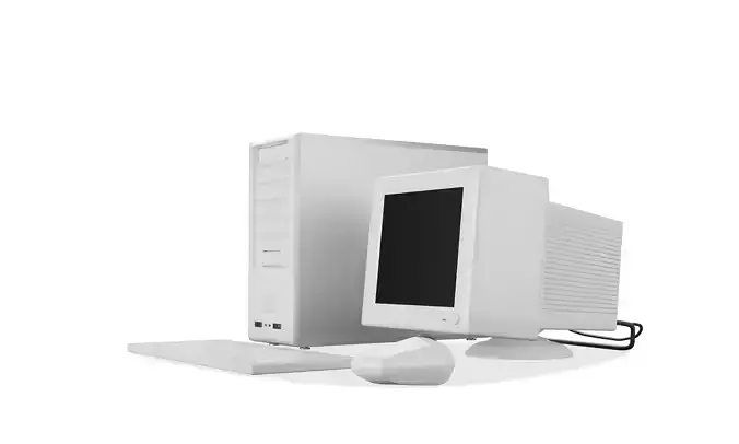 Old computer set pc desktop Low-poly 3D model Low-poly 3D model