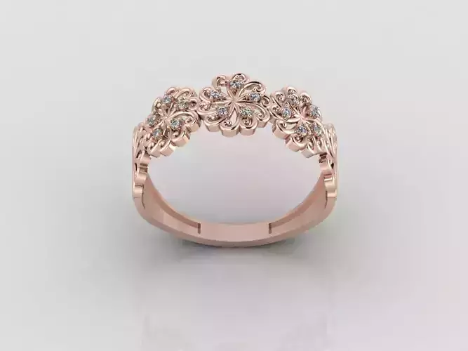 Women Ring Fancy Rings With Stone STL 3DM Render Printable