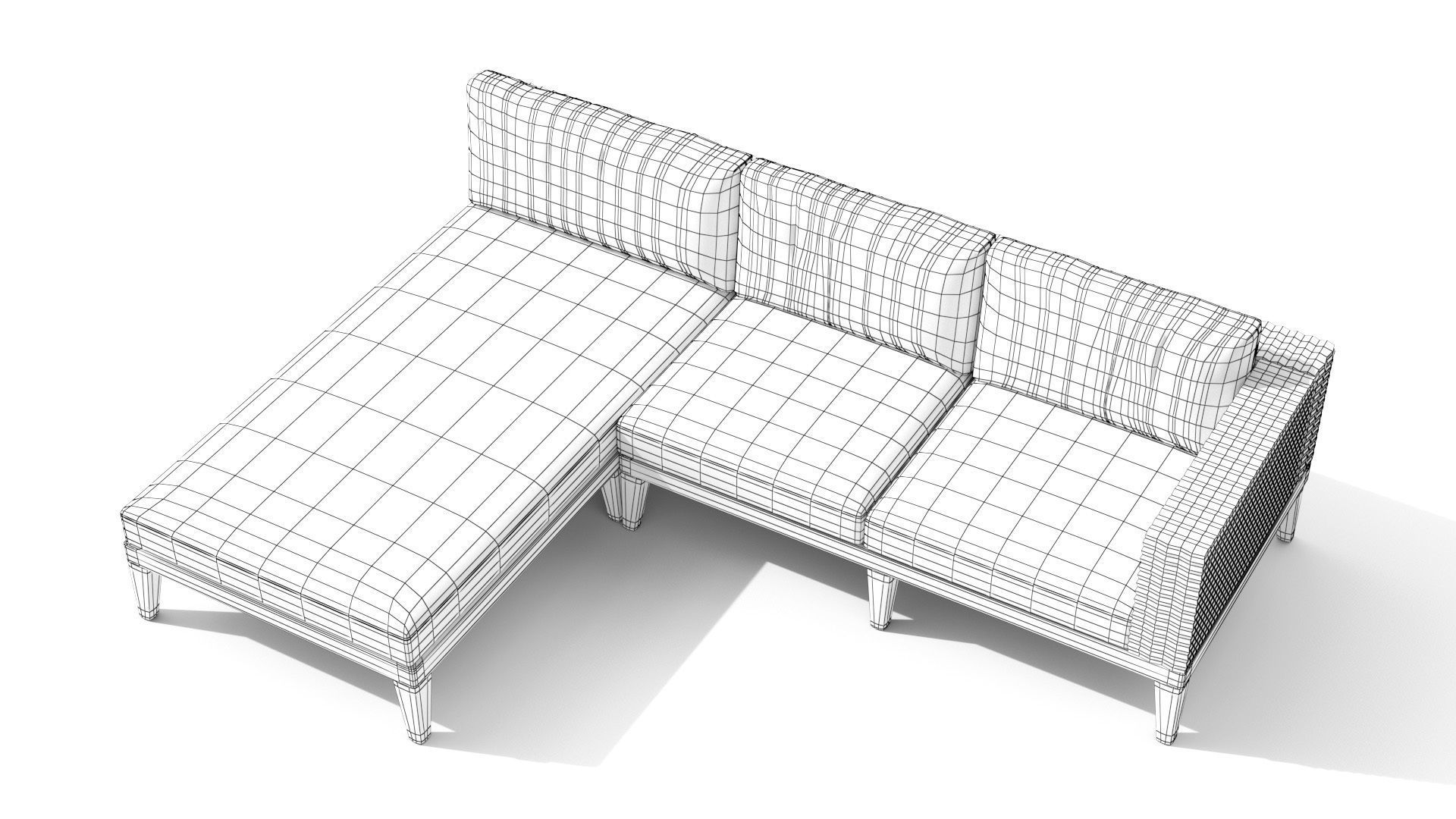 Urba Slate Gray Sectional Sofa Low-poly 3D model_17