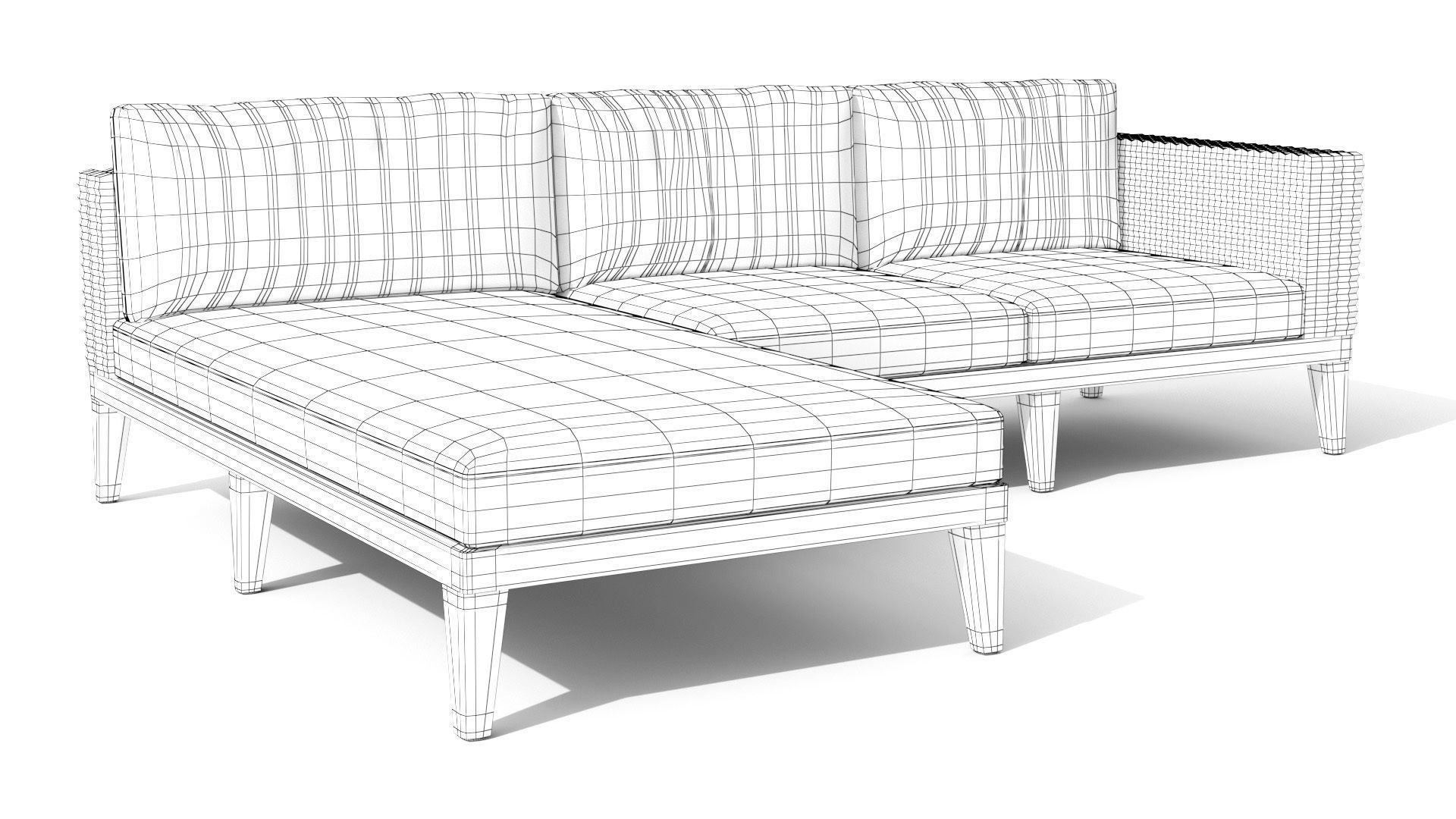 Urba Slate Gray Sectional Sofa Low-poly 3D model_18