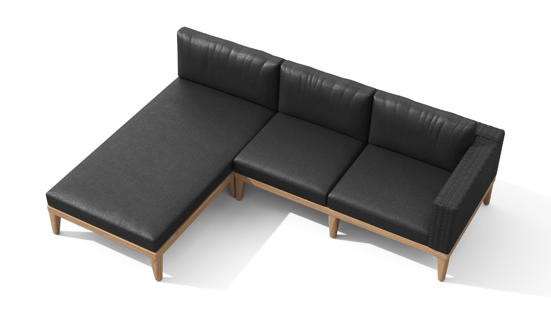 Urba Slate Gray Sectional Sofa Low-poly 3D model_4