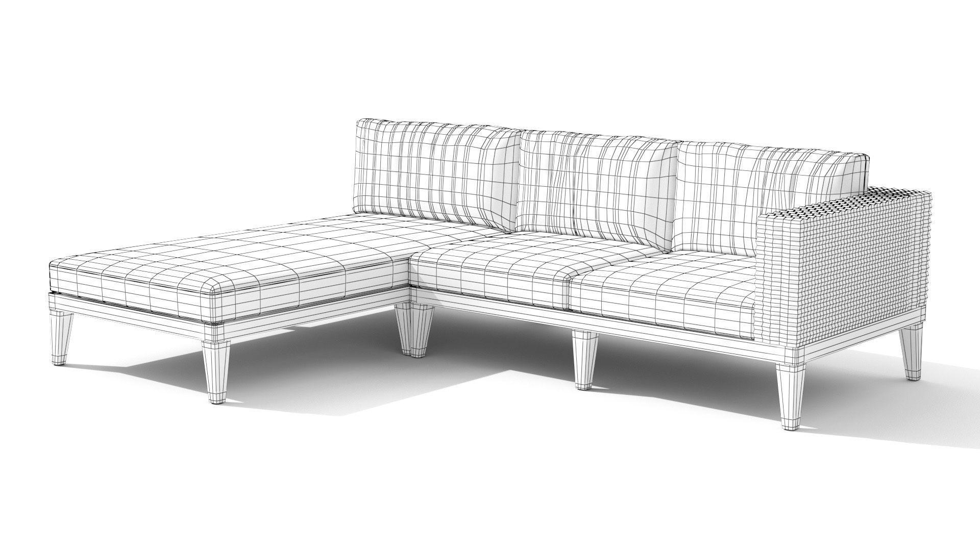 Urba Slate Gray Sectional Sofa Low-poly 3D model_20