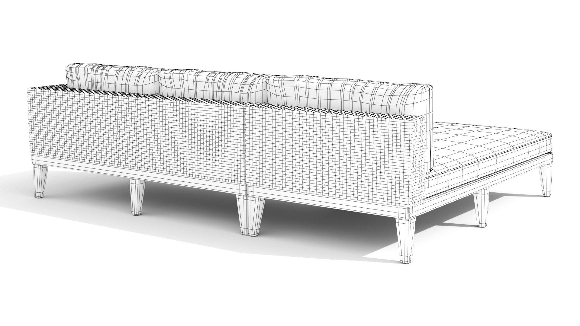 Urba Slate Gray Sectional Sofa Low-poly 3D model_13