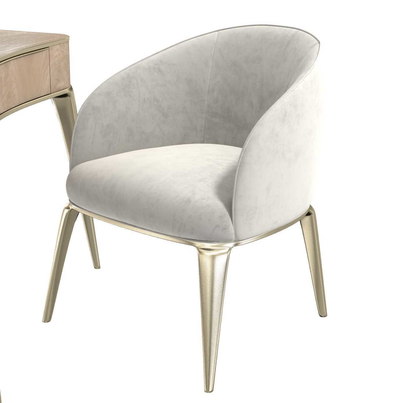 Michael Amini AICO MALIBU CREST Vanity Desk Mirror and Chair 3D model_6