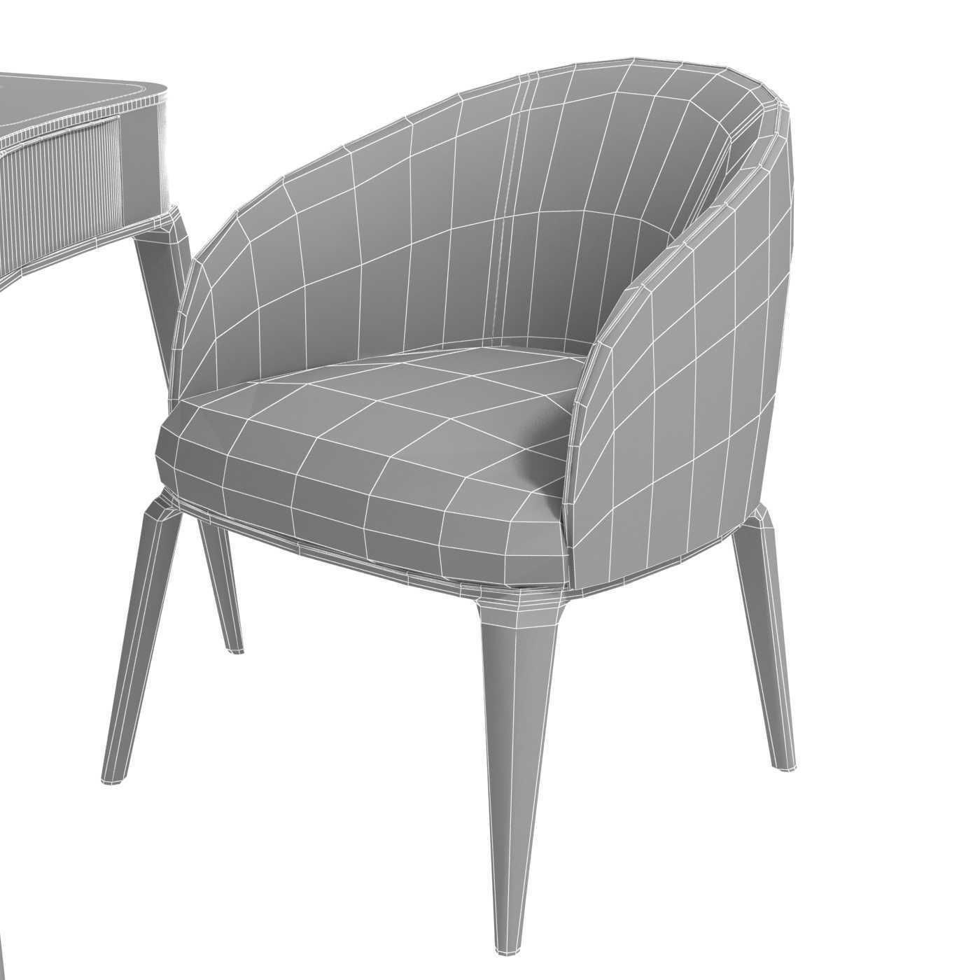 Michael Amini AICO MALIBU CREST Vanity Desk Mirror and Chair 3D model_7