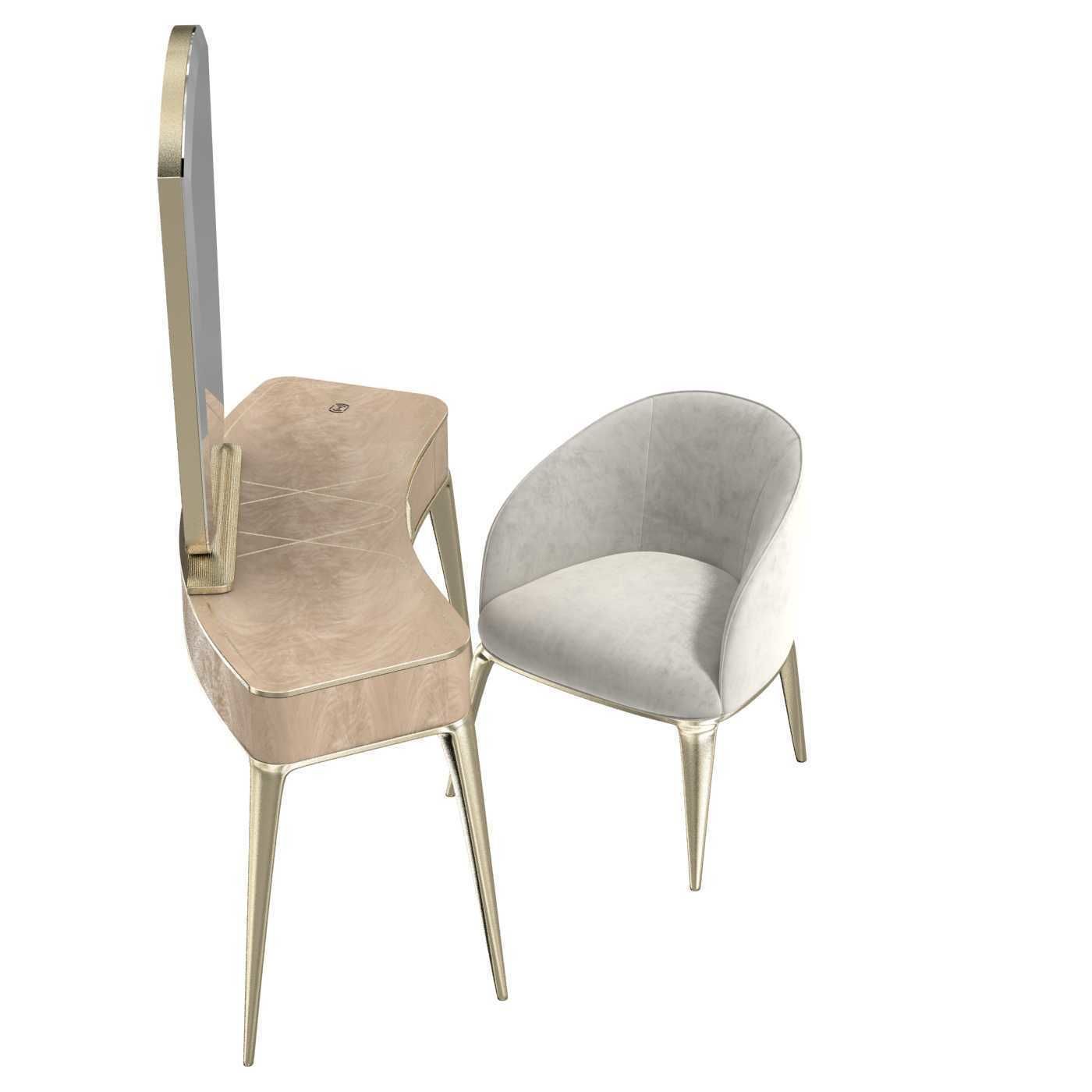 Michael Amini AICO MALIBU CREST Vanity Desk Mirror and Chair 3D model_4