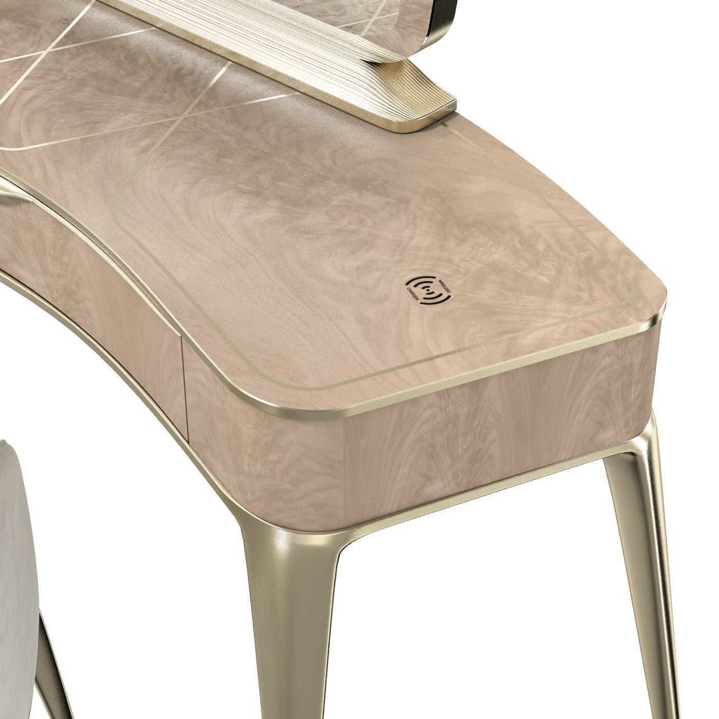 Michael Amini AICO MALIBU CREST Vanity Desk Mirror and Chair 3D model_3