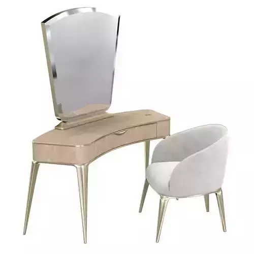 Michael Amini AICO MALIBU CREST Vanity Desk Mirror and Chair 3D model