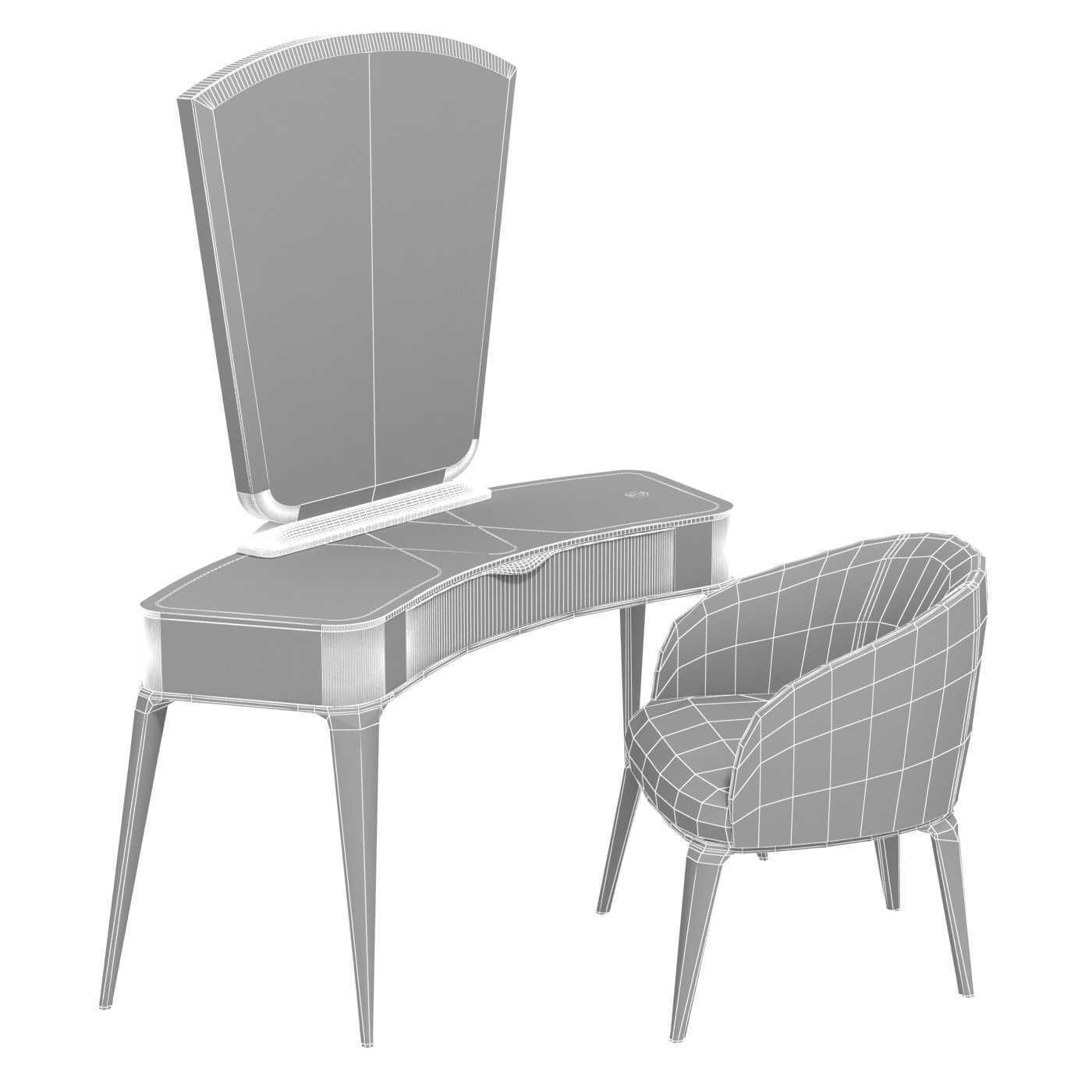 Michael Amini AICO MALIBU CREST Vanity Desk Mirror and Chair 3D model_10