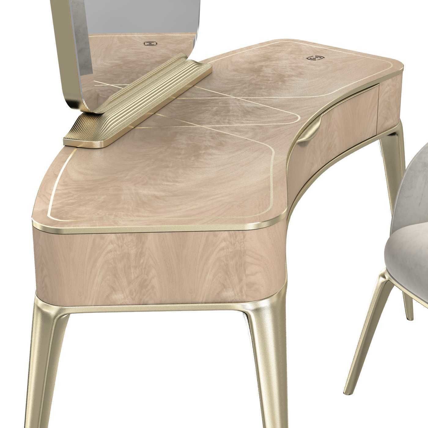 Michael Amini AICO MALIBU CREST Vanity Desk Mirror and Chair 3D model_5