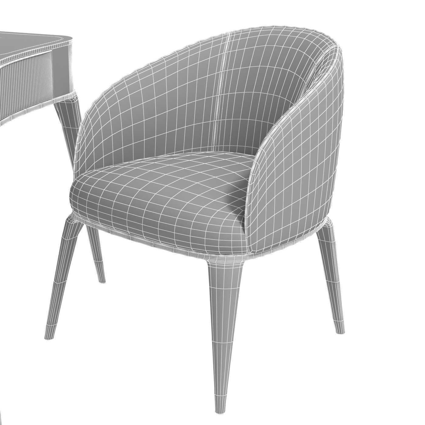 Michael Amini AICO MALIBU CREST Vanity Desk Mirror and Chair 3D model_8
