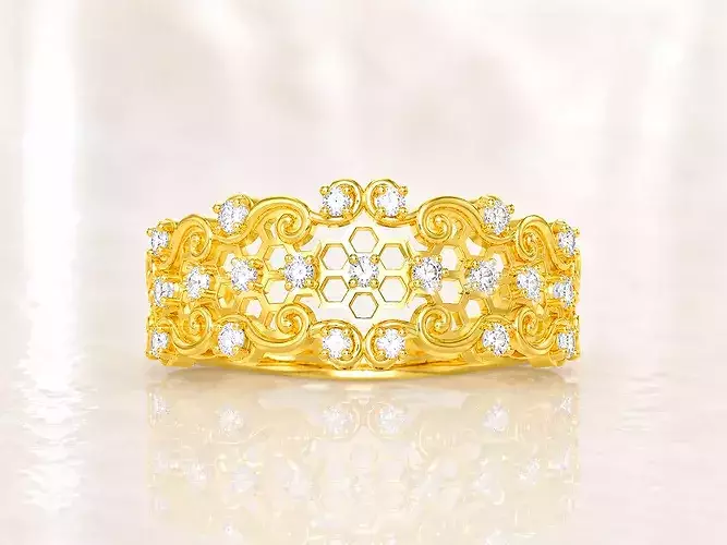 Women Ring Fancy Rings With Stone STL 3DM Render Printable