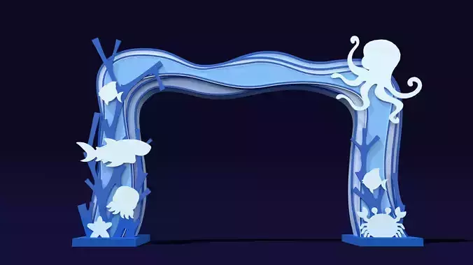 ocean whale exhibition Door head business 3D model