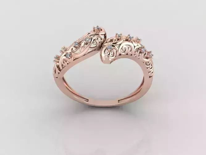 Women Ring Fancy Rings With Stone STL 3DM Render Printable