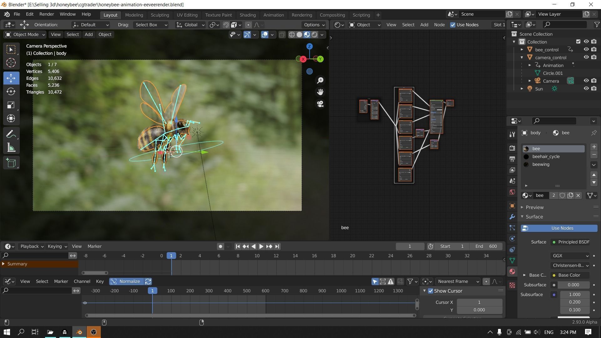 Honey bee Low-poly 3D model_27