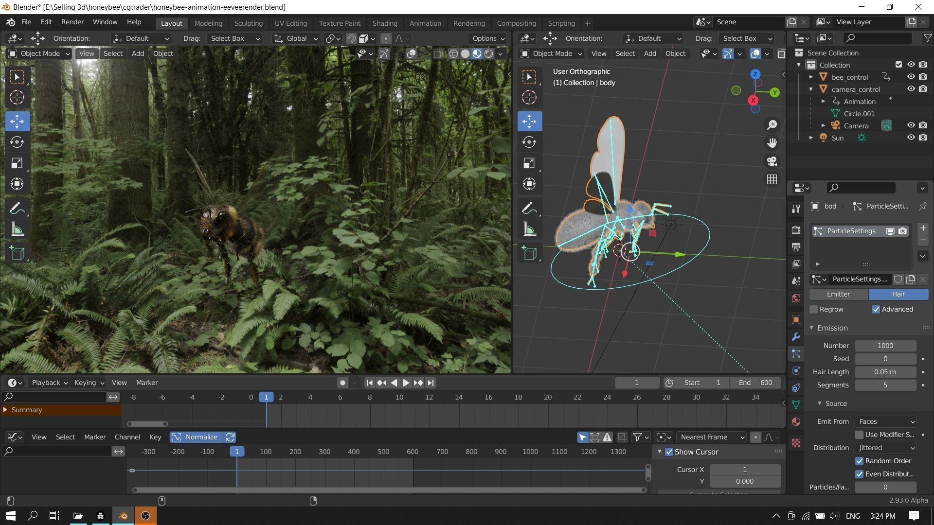 Honey bee Low-poly 3D model_29