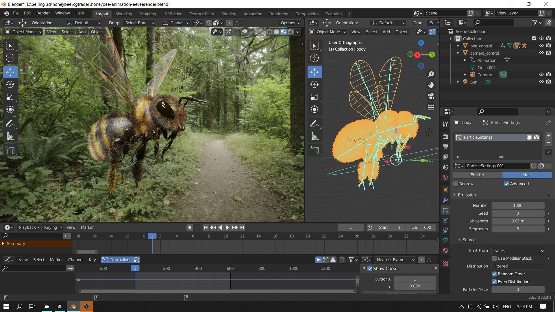 Honey bee Low-poly 3D model_28