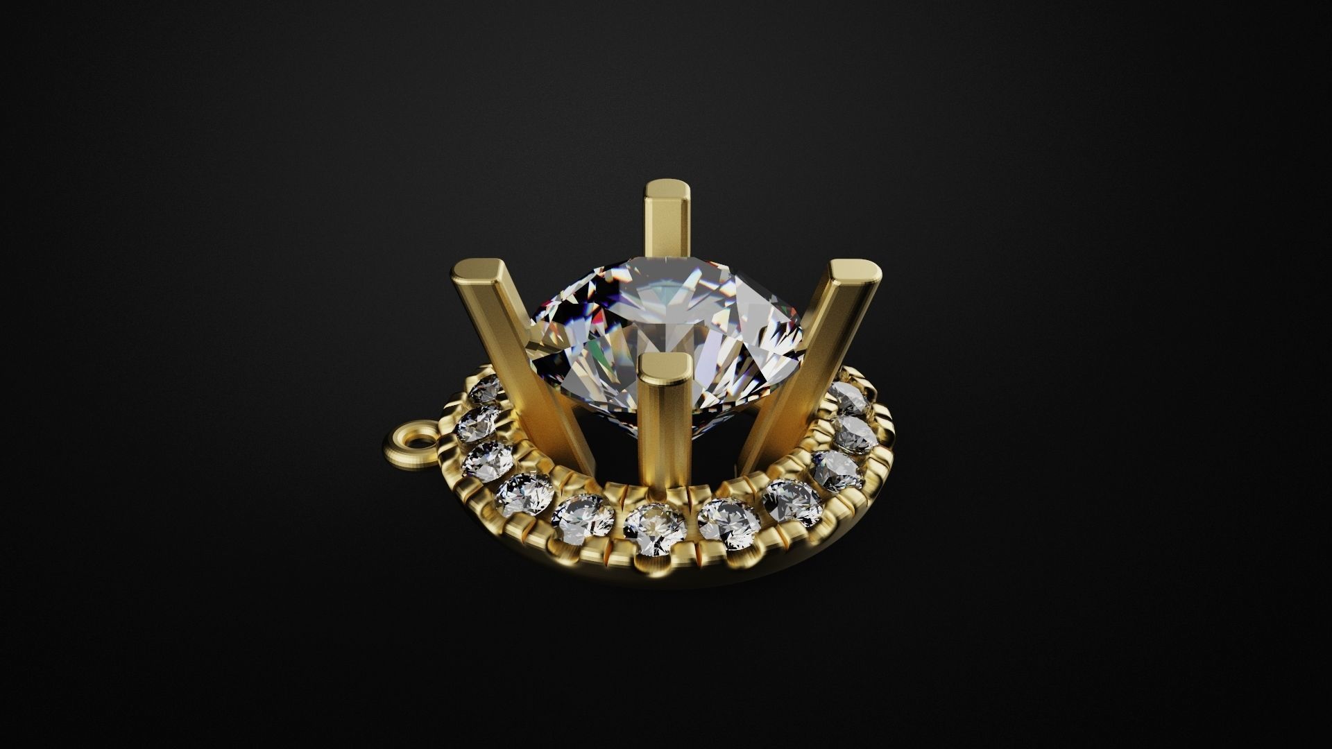 Diamond pendant 3D print model_3