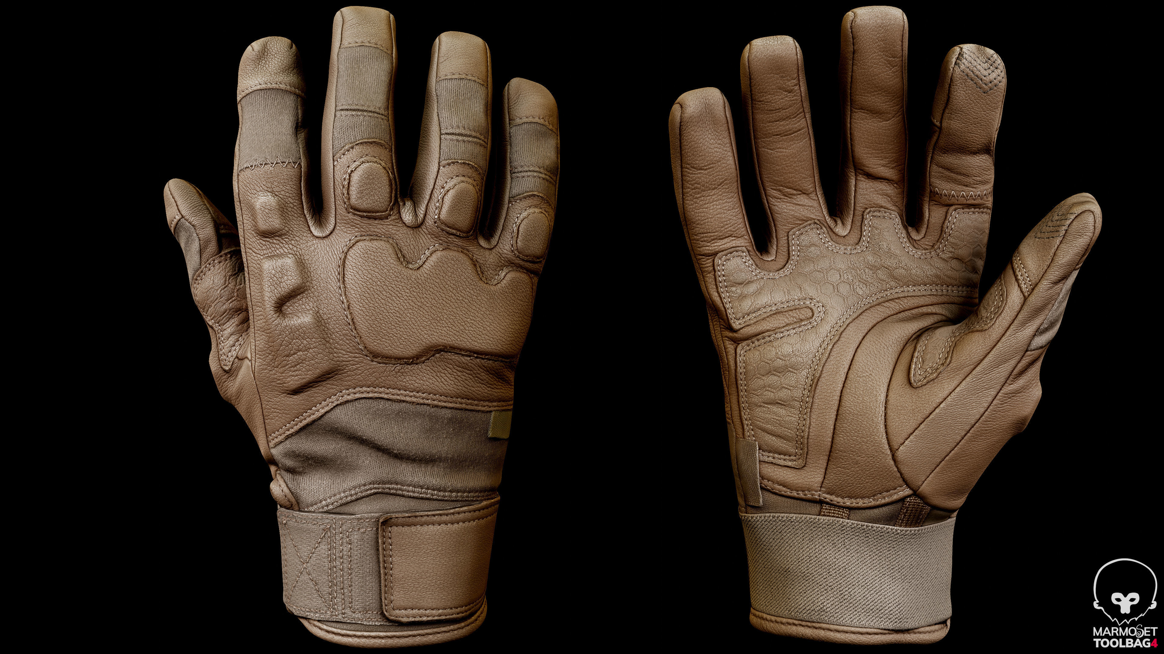 Tactical Gloves 014 Low-poly 3D model_2