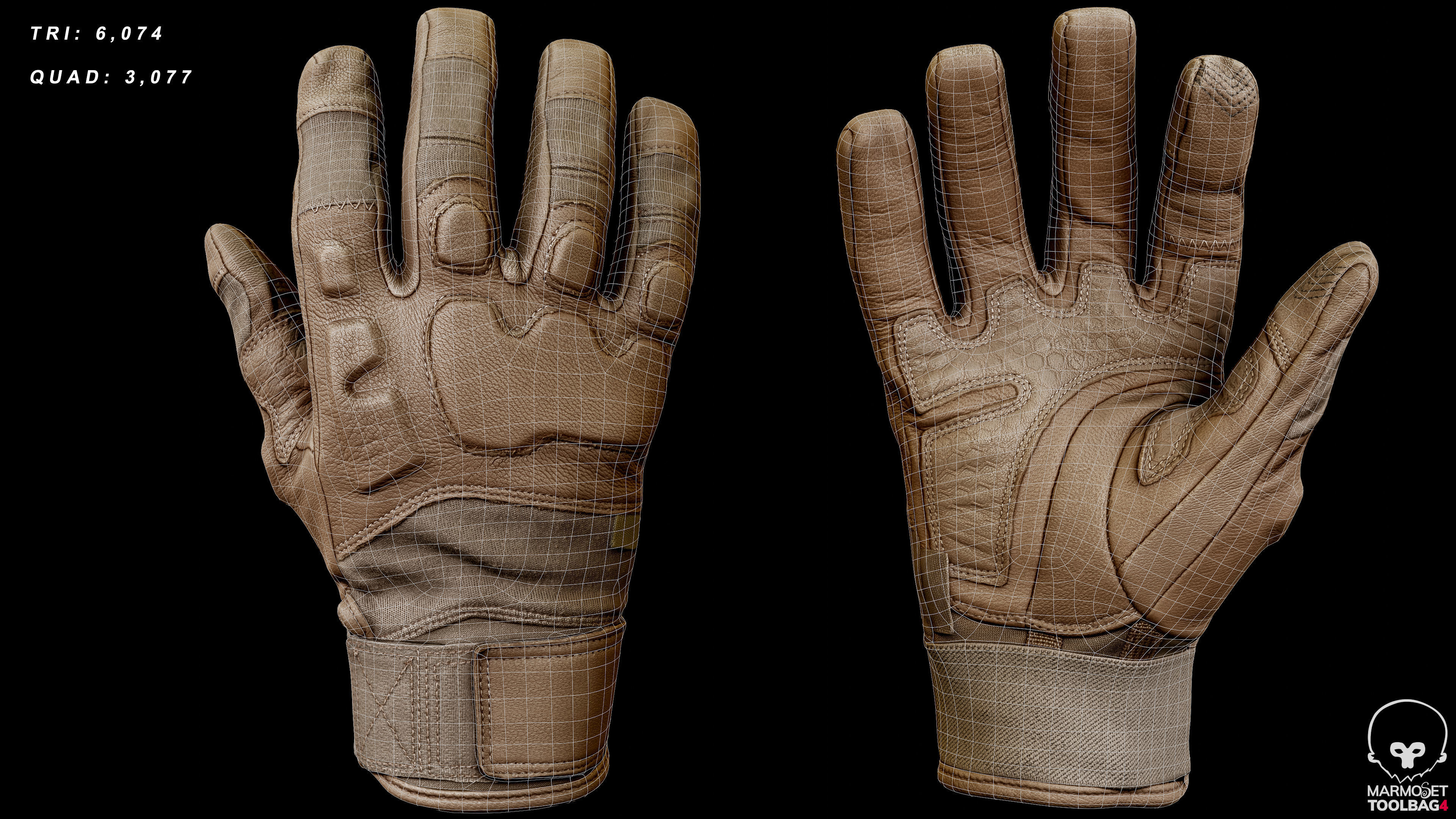 Tactical Gloves 014 Low-poly 3D model_3