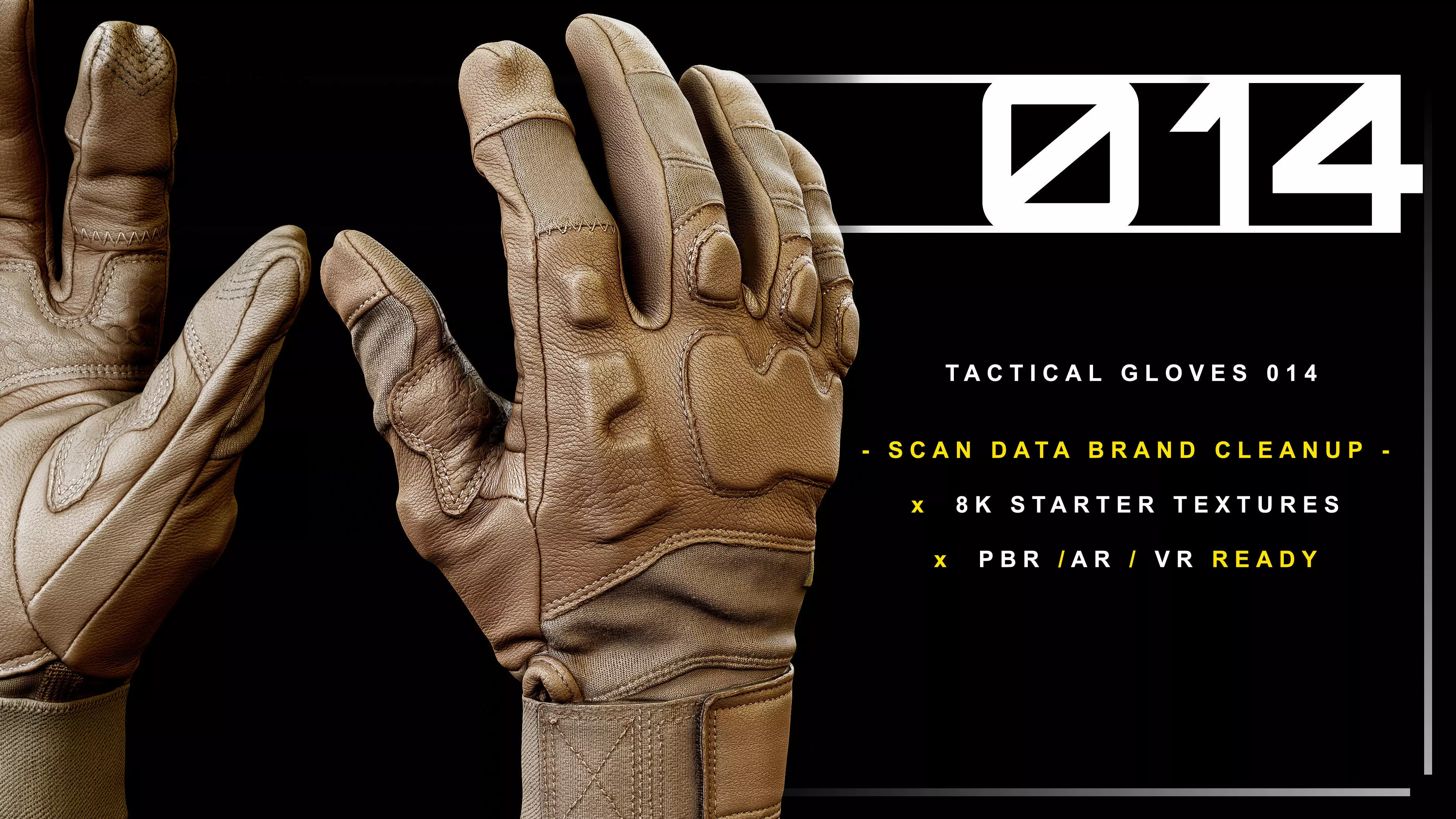 Tactical Gloves 014 Low-poly 3D model_0