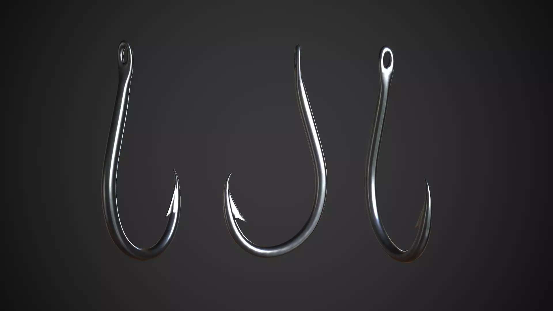 Fishing Hook Low-poly 3D model_0