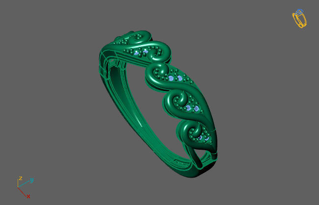 Women Ring Fancy Rings With Stone STL 3DM Render Printable 3D print model_3