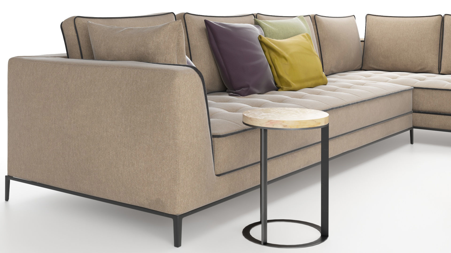 Corner sofa set with table and plant Free 3D model_5