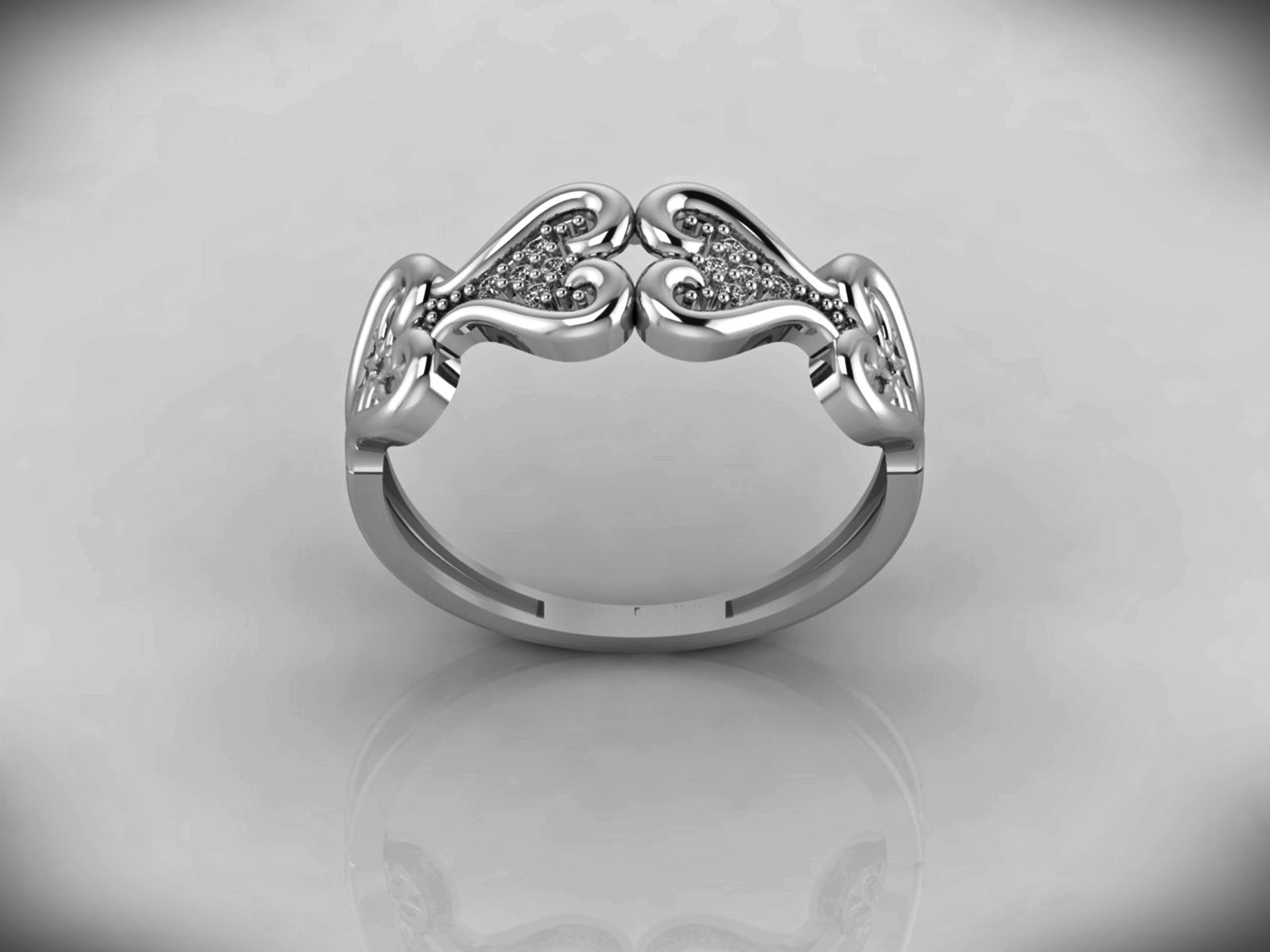 Women Ring Fancy Rings With Stone STL 3DM Render Printable 3D print model_4