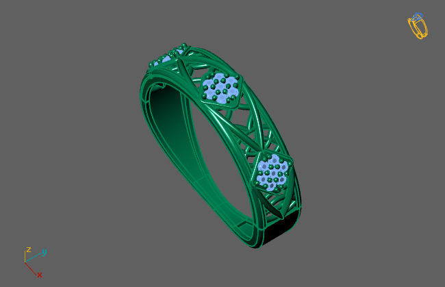 Women Ring Fancy Rings With Stone STL 3DM Render Printable 3D print model_3