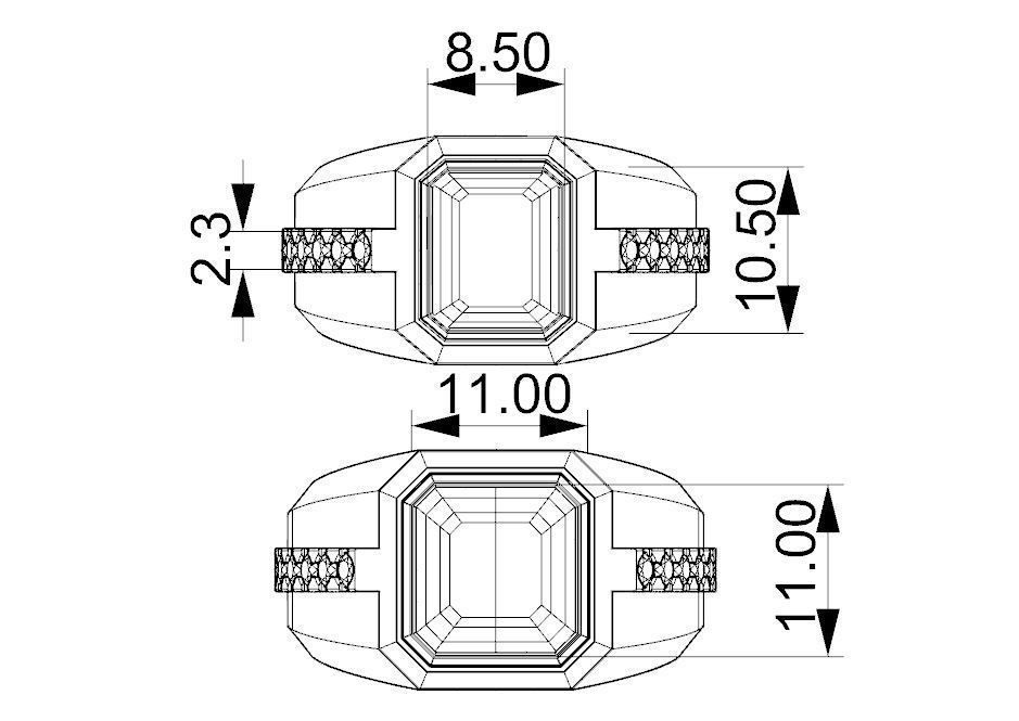 Diamond and emerald ring 3D print model 3D print model_15