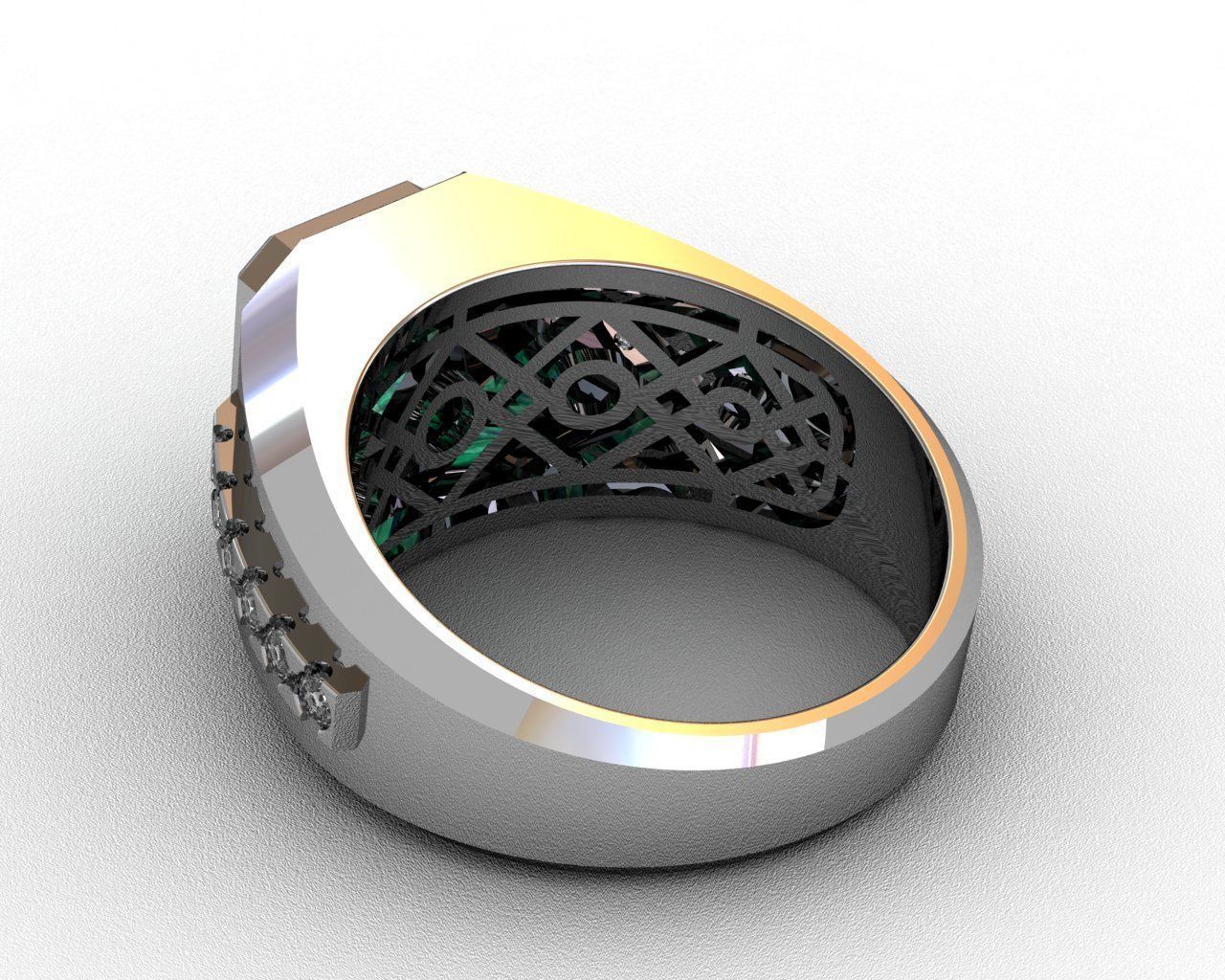 Diamond and emerald ring 3D print model 3D print model_10