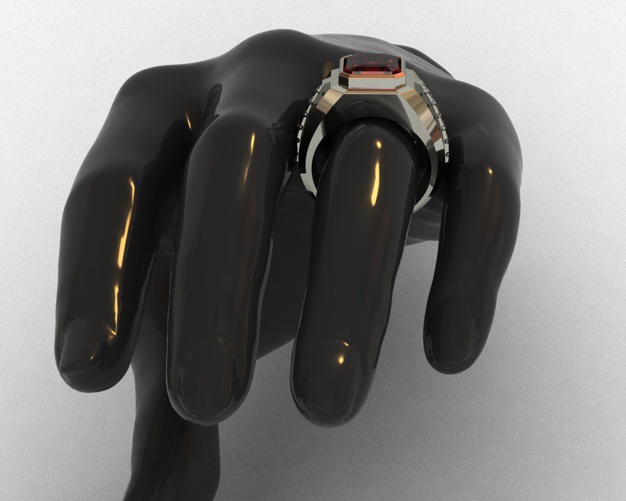 Diamond and emerald ring 3D print model 3D print model_1
