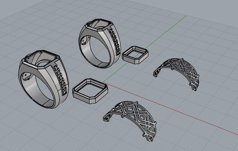 Diamond and emerald ring 3D print model 3D print model_14