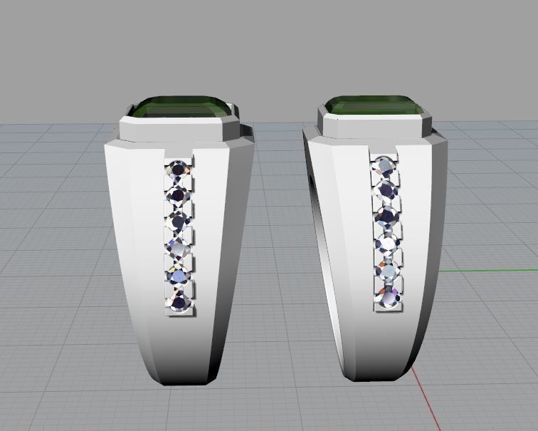 Diamond and emerald ring 3D print model 3D print model_12