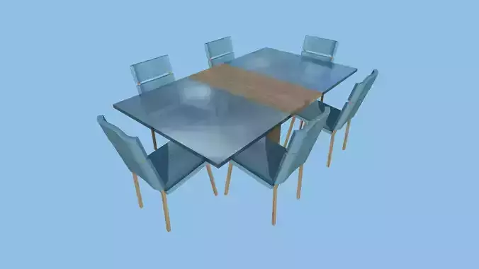 Blue Glass Dinning Table - Furniture Interior Design