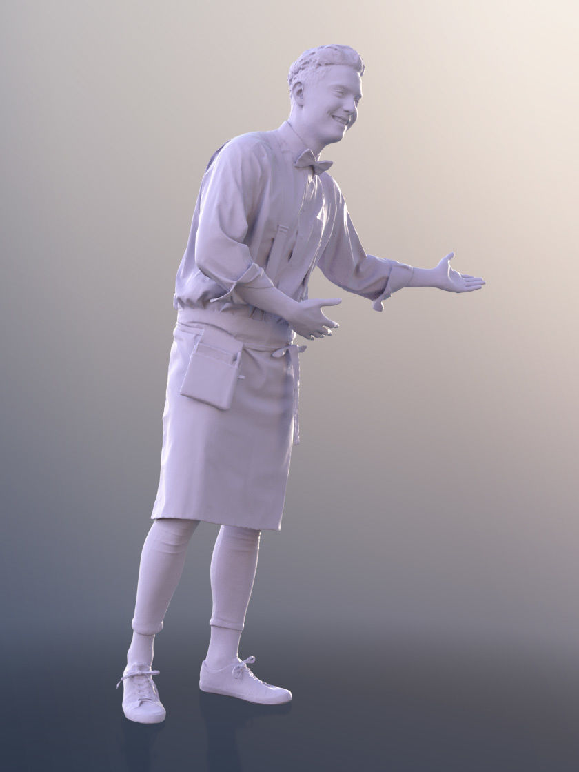 Dan 10502 - Male Bartender Pointing To Table 3D model_5