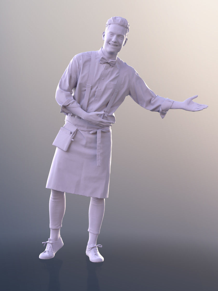 Dan 10502 - Male Bartender Pointing To Table 3D model_4