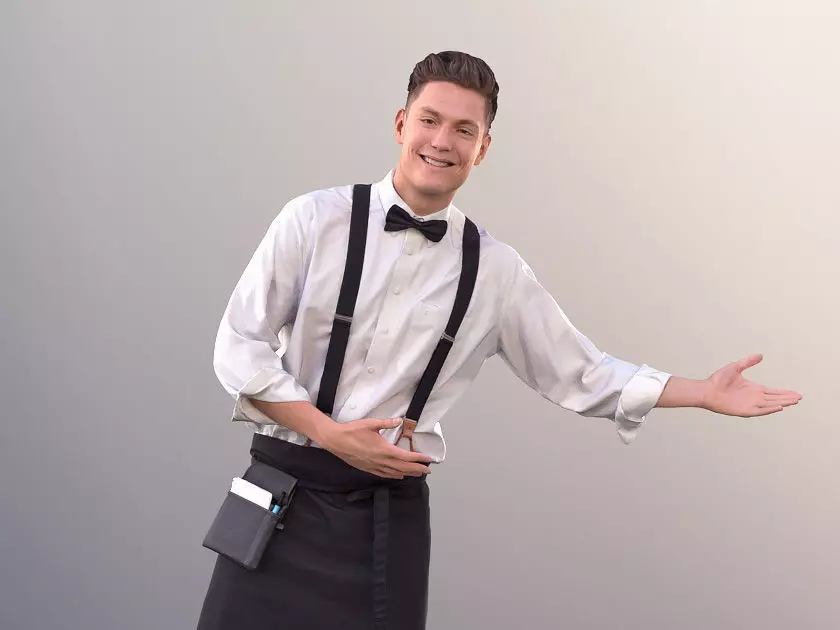 Dan 10502 - Male Bartender Pointing To Table 3D model_0