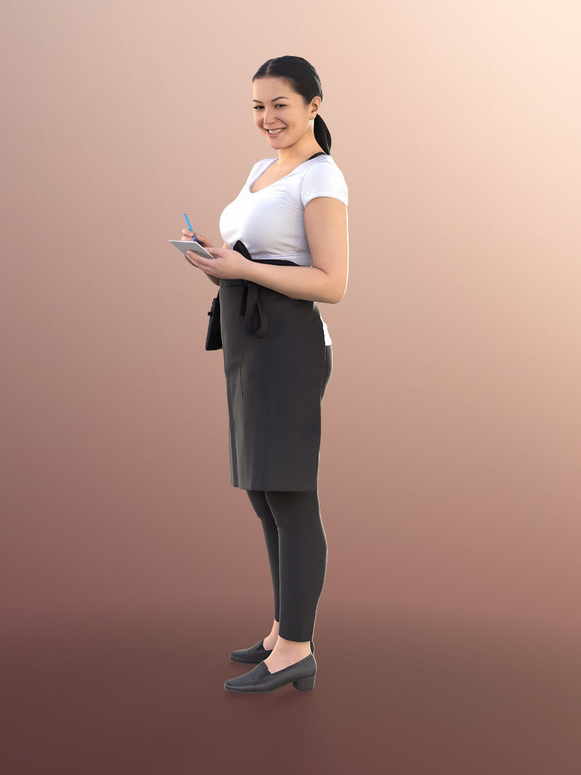 Vicky 11178 - Female Bartender Smiling Taking Order 3D model_3