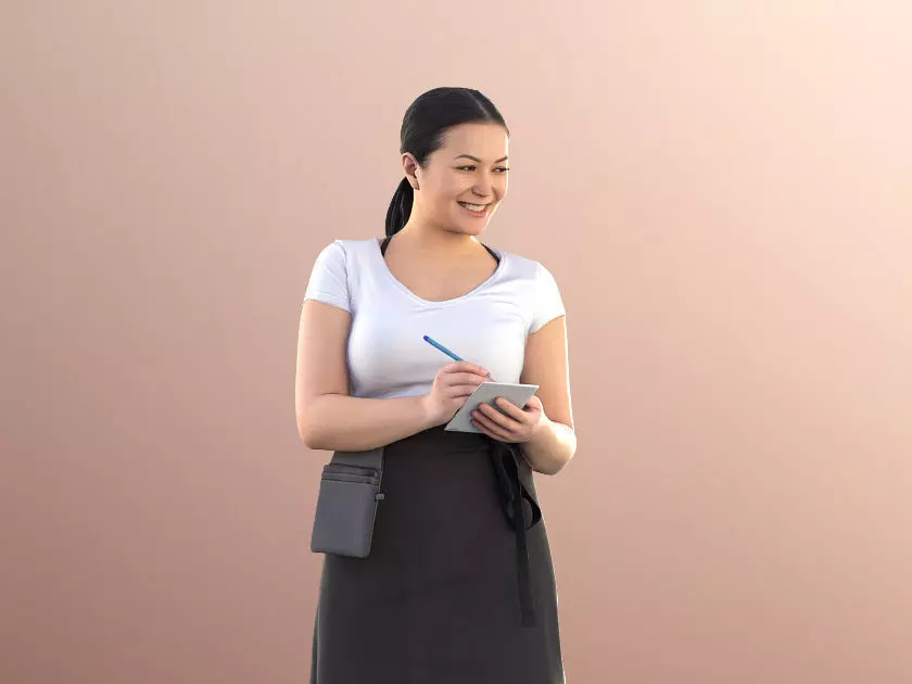 Vicky 11178 - Female Bartender Smiling Taking Order 3D model_0